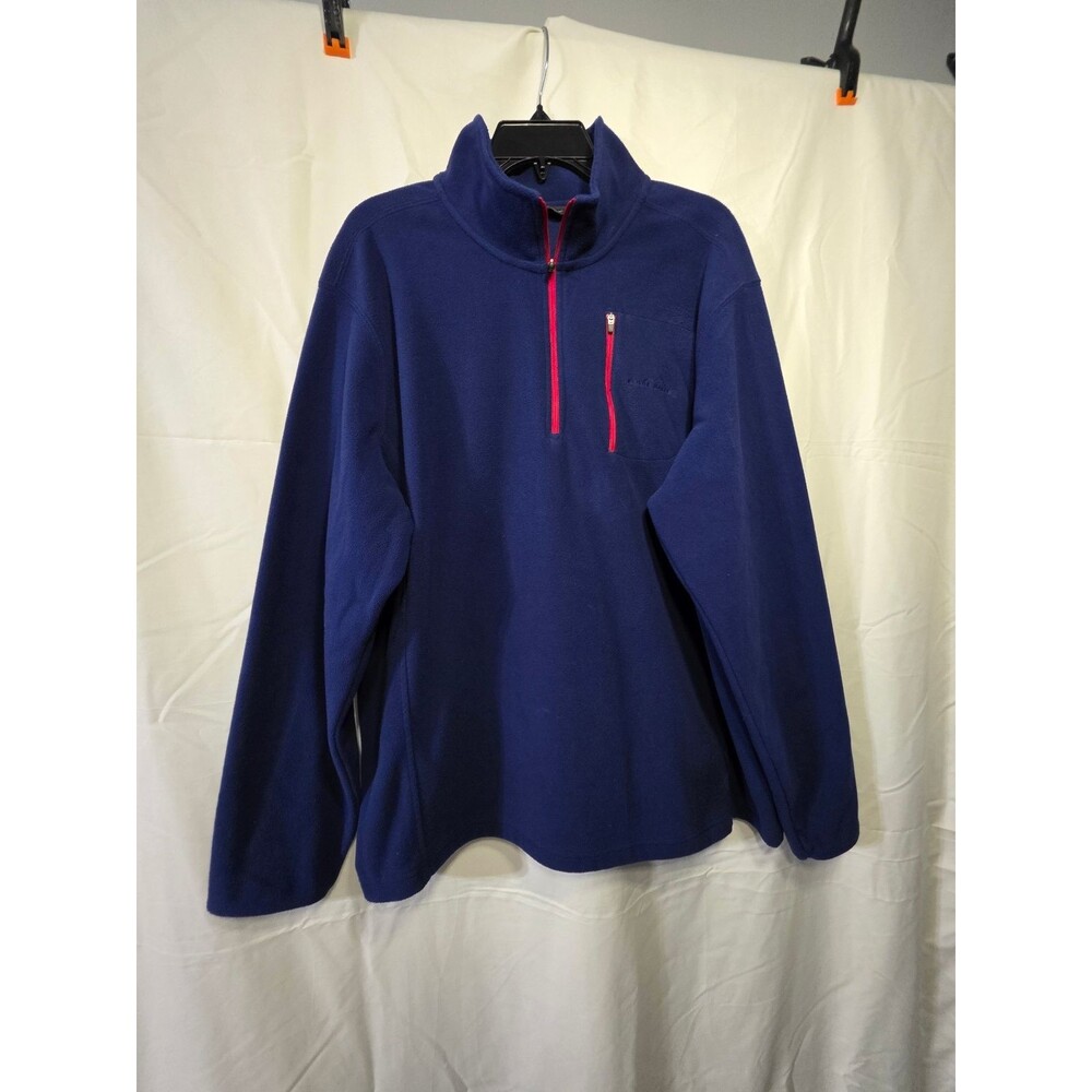 Eddie Bauer Navy Fleece Pullover 1/4 Zip XL Blue Chest Zip Pocket